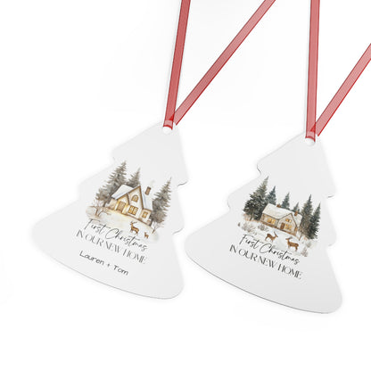 Personalized Christmas Ornaments, First Christmas in Our New Home, Ceramic Christmas Decor, Gift for Couples, Family Keepsake