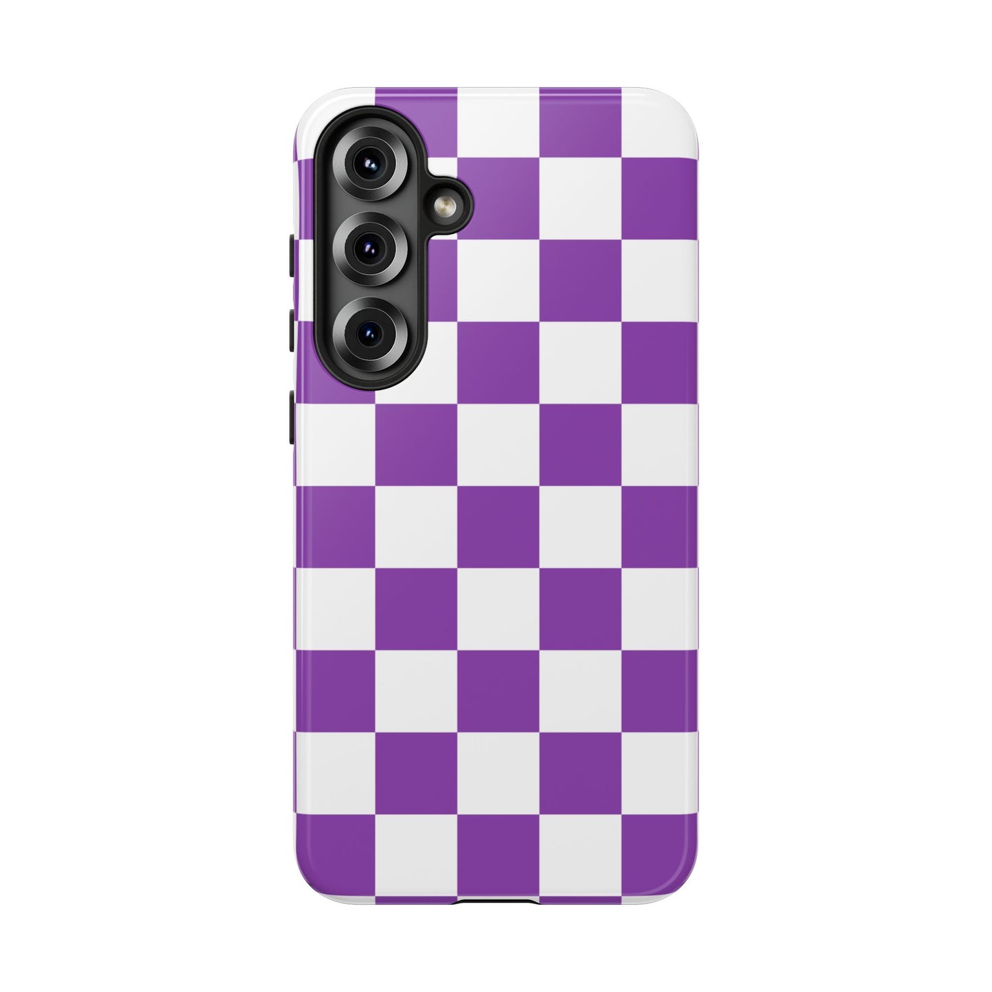 Purple Checkered Phone Case, Samsung Galaxy S25, S25 Plus, S24, S24 Plus, S24 Ultra, S23, S22, S22 Plus, S21 Ultra, S21 FE, S20+