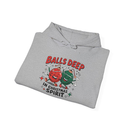 Funny Christmas Hoodie, Ball Deep In Christmas Spirit, Holiday Sweatshirt Hoodie, Unisex Hooded Sweatshirt, Gift for Him, Winter Fashion