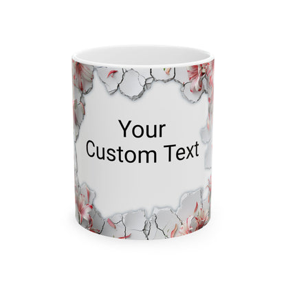 Personalized Floral Custom Text Ceramic Mug, Perfect Gift for Home, Personalized Coffee Cup, Unique Kitchen Decor, Birthday, Mother's Day