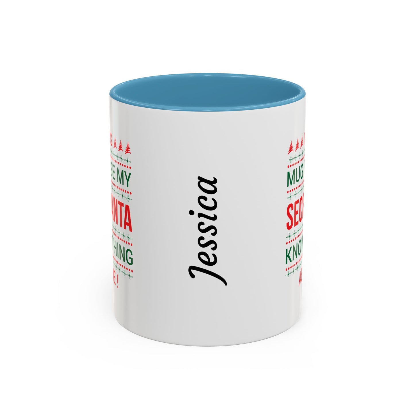 Personalized Secret Santa Accent Coffee Mug, Holiday Gift, Funny Christmas Mug, Unique Office Secret Santa Gift, Custom Drinkware