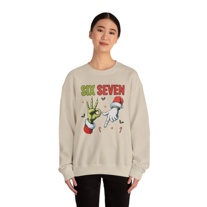 Funny Six Seven Christmas Sweatshirt | Santa Hands Holiday Crewneck | Cozy Pink Christmas Sweater for Men Women | Festive Holiday Gift