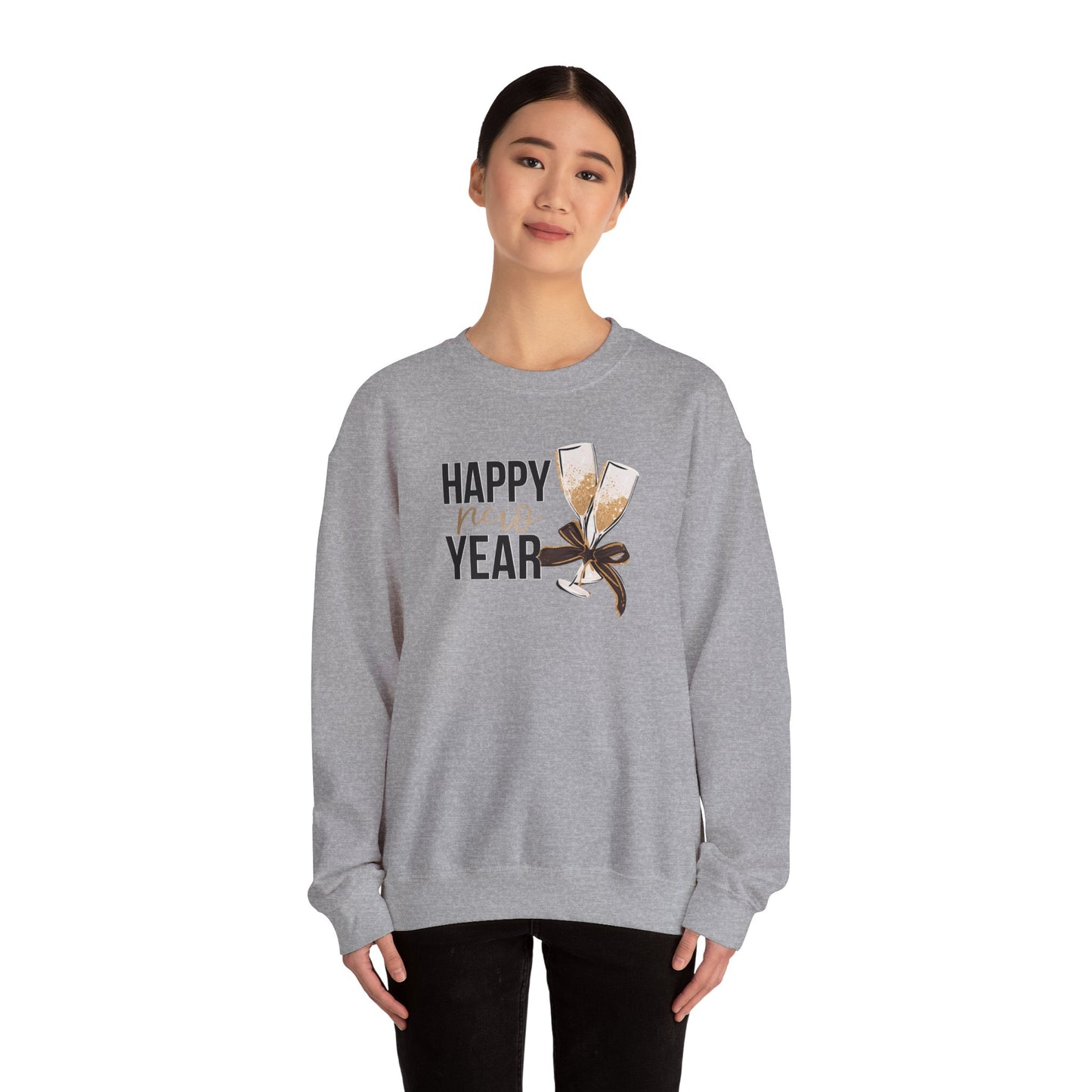 Happy New Year Sweatshirt | Champagne Toast Crewneck | New Year's Eve Party Shirt | Festive Winter Sweater | Cozy NYE Gift for Women Men