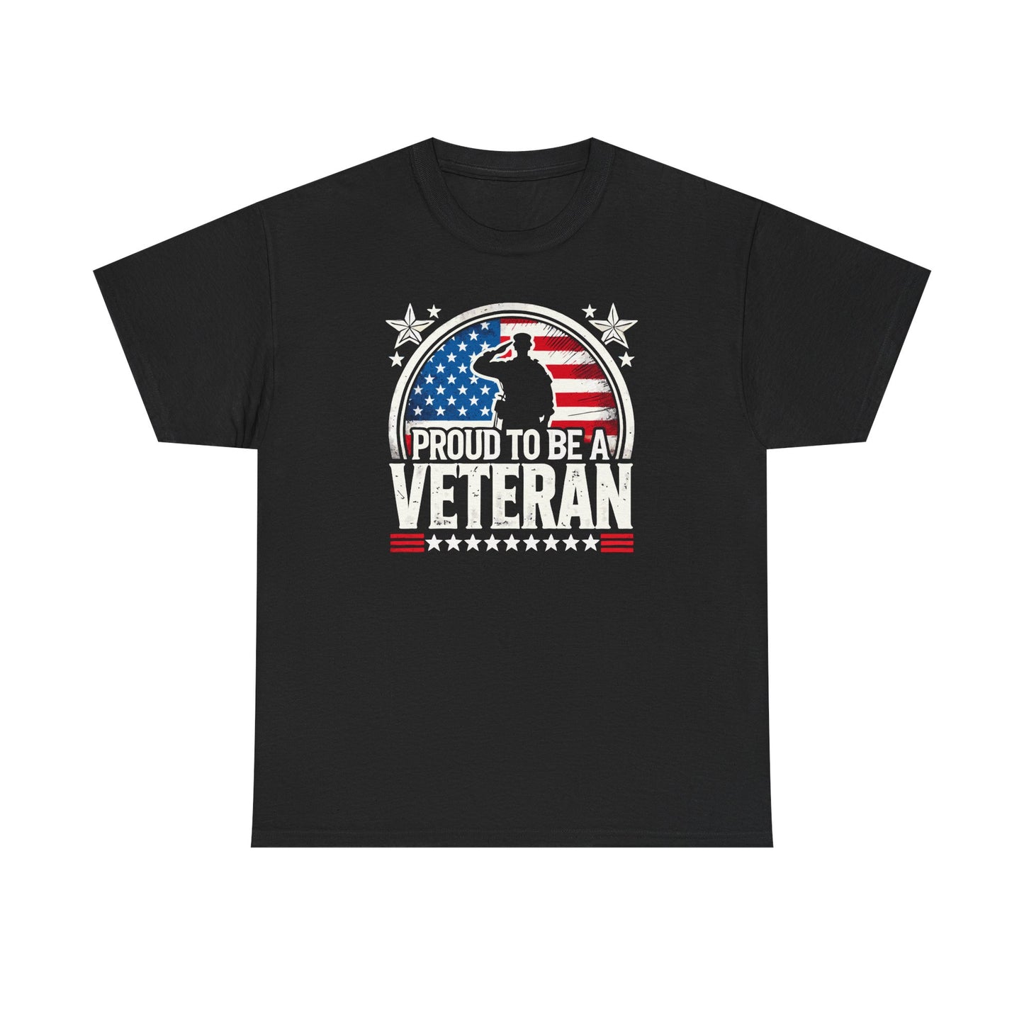 Proud Veteran Heavy Cotton Tee, Army Navy Military Shirt, Gift for Veterans, Memorial Day, Independence Day, Patriotic Apparel