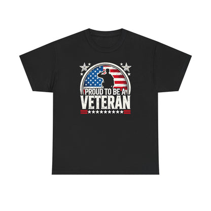 Proud Veteran Heavy Cotton Tee, Army Navy Military Shirt, Gift for Veterans, Memorial Day, Independence Day, Patriotic Apparel