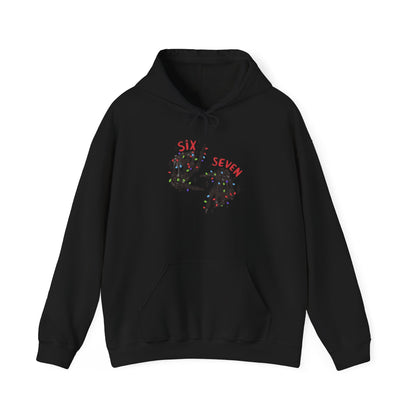 Six Seven Skeleton Hands Hoodie  Funny Halloween  Christmas Pullover | Skeleton Hand Lights Hoodie | Cool Holiday Sweatshirt Gift for Men
