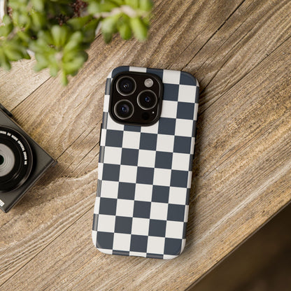 Navy Checkerboard Phone Case, iPhone 17 Pro, 17, 16, 15, 14, 13, 12, 11, X, XR, XS MAX, Tough Case for iPhone