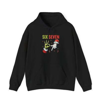 Funny Six Seven Christmas Hoodie | Santa Hands Holiday Pullover | Unisex Cozy Christmas Sweatshirt | Funny Holiday Gift for Men Women