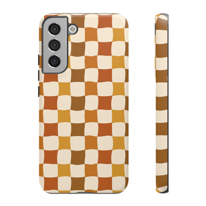 Boho Checked Phone Case, Checkerboard Design, Durable Protection, Phone Cover, Phone case For iPhone and Samsung, Trendy Phone Cover