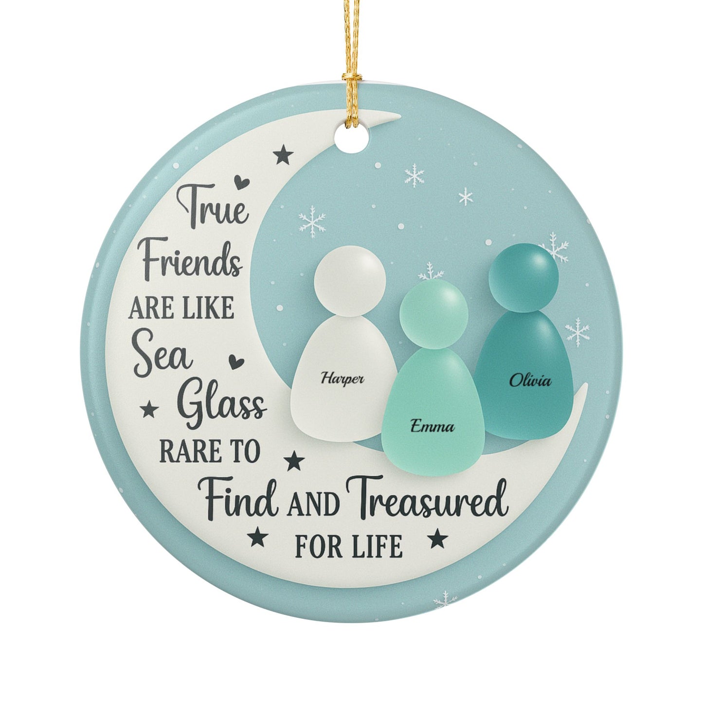 Personalized Besties Ornament 2025, Sea Glass Friendship Gift, Custom Pebble Friends Ornament, Best Friend Christmas Keepsake