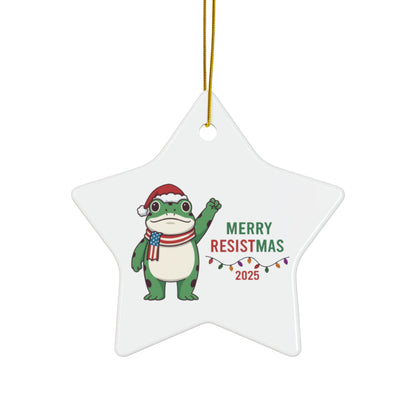 Merry Resistmas Freedom Frog Ornament 2025 – Double-Sided Political Humor Christmas Decor | Funny Activist Ornament | Freedom Frog Meme Gift
