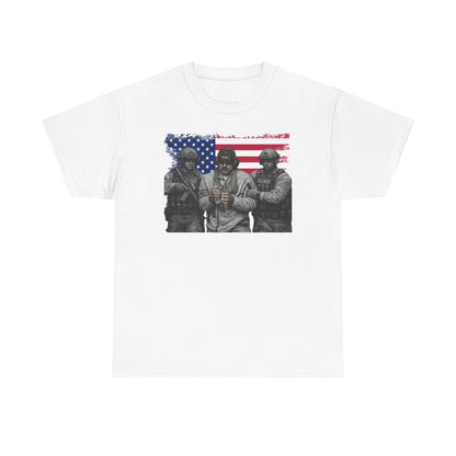 American Flag Soldiers T-Shirt | Patriotic Military Graphic Tee | Veteran Pride Shirt, USA Freedom Apparel Gift