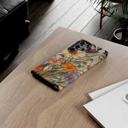 Phone case For iPhone & Samsung, Wildflower Mosaic MagSafe iPhone Case: Botanical Floral Design iPhone