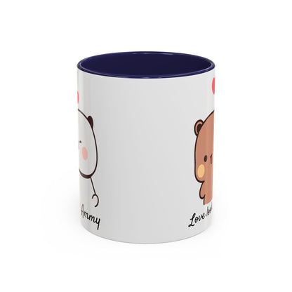 Personalized Dudu Bubu Mug | Cute Bear Coffee Cup | Color Handle Mug | Birthday Christmas Gift | Funny Mug for Her Him Valentine Gift