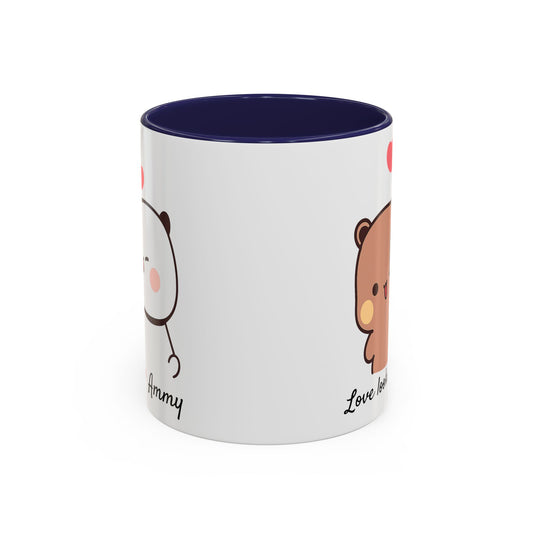 Personalized Dudu Bubu Mug | Cute Bear Coffee Cup | Color Handle Mug | Birthday Christmas Gift | Funny Mug for Her Him Valentine Gift