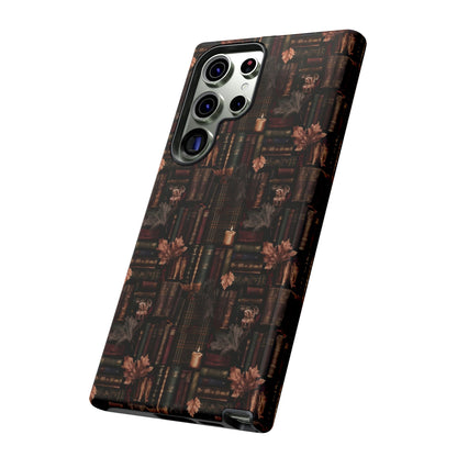Gothic Phone Case Dark Academia Literary iPhone Samsung Cover with Books & Flowers, Phone case