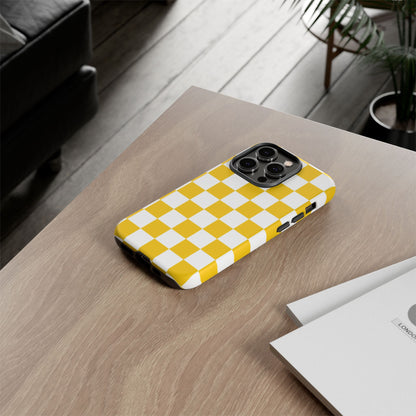 Yellow Checkered Phone Case - iPhone 17 Pro, 17, 16, 15, 14, 13, 12, 11, X, XR, XS MAX, Gift for Friends