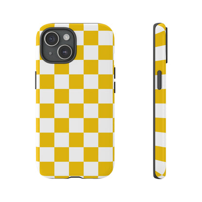 Yellow Checkered Phone Case - iPhone 17 Pro, 17, 16, 15, 14, 13, 12, 11, X, XR, XS MAX, Gift for Friends