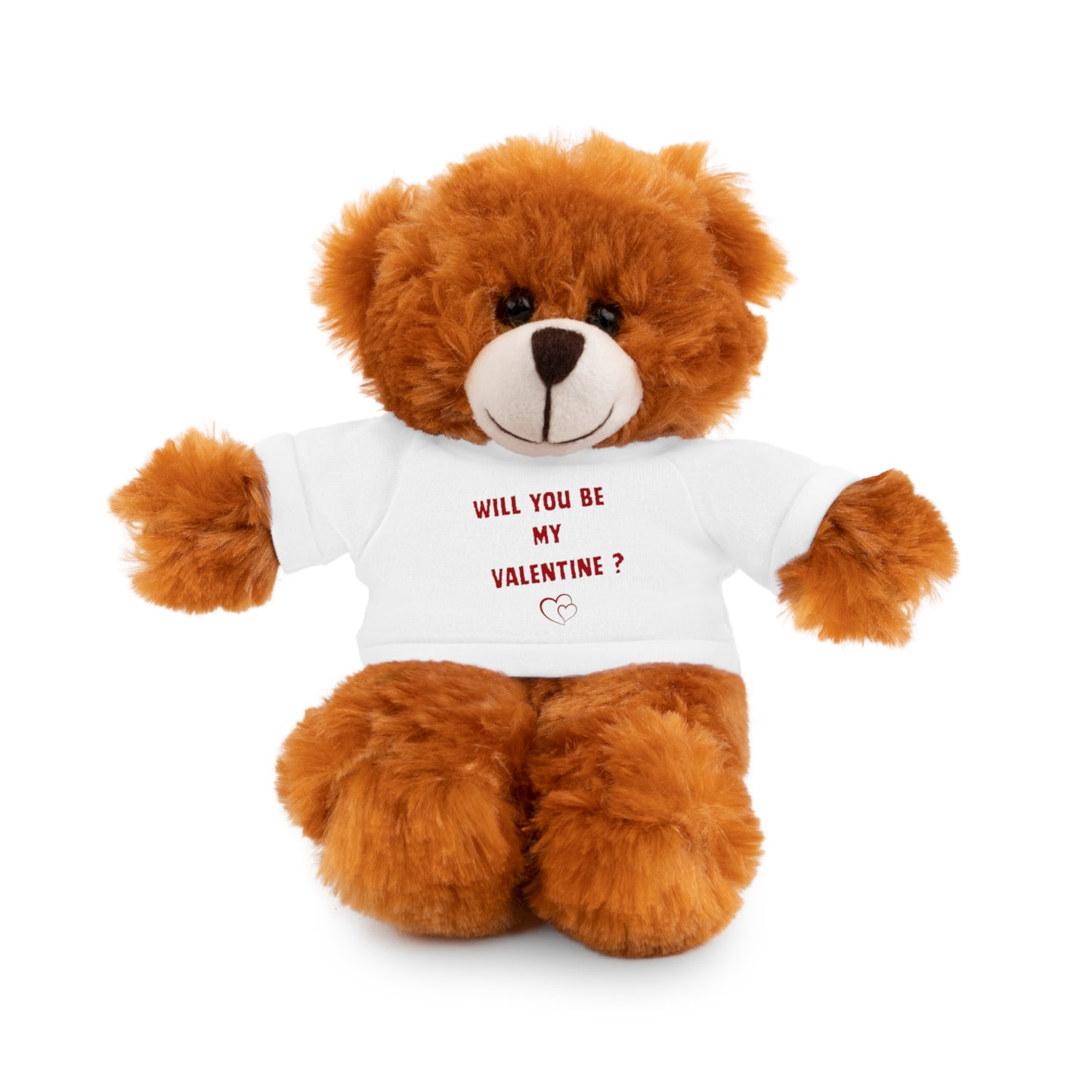 Will You Be My Valentine ? Teddy Bear, Plush Animal with T-Shirt, Cute Valentine's Day Gift, Stuffed Bear for Kids or Love