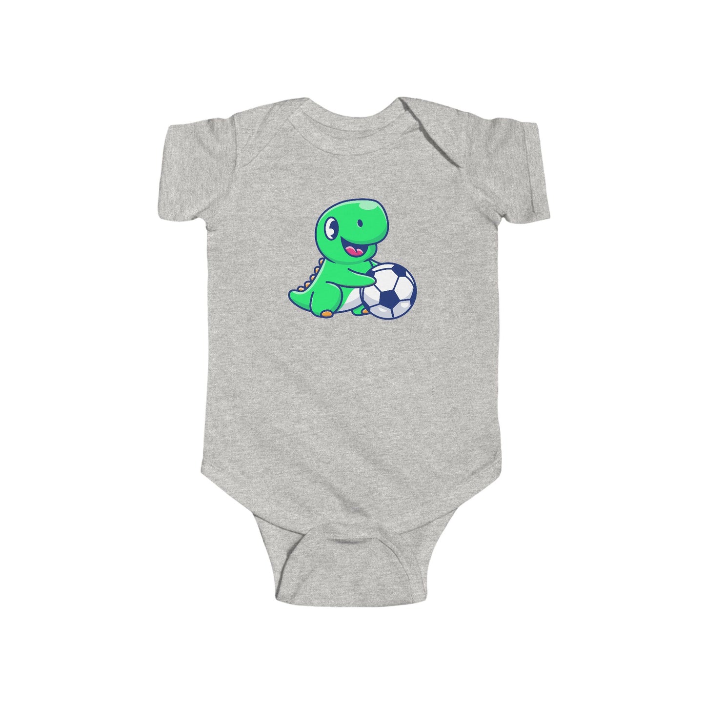 Cute Green Dinosaur Soccer Baby Onesie, Dino with Soccer Ball Infant Bodysuit, Baby Sports Outfit Gift, Football lover Mom and Dad