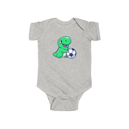 Cute Green Dinosaur Soccer Baby Onesie, Dino with Soccer Ball Infant Bodysuit, Baby Sports Outfit Gift, Football lover Mom and Dad