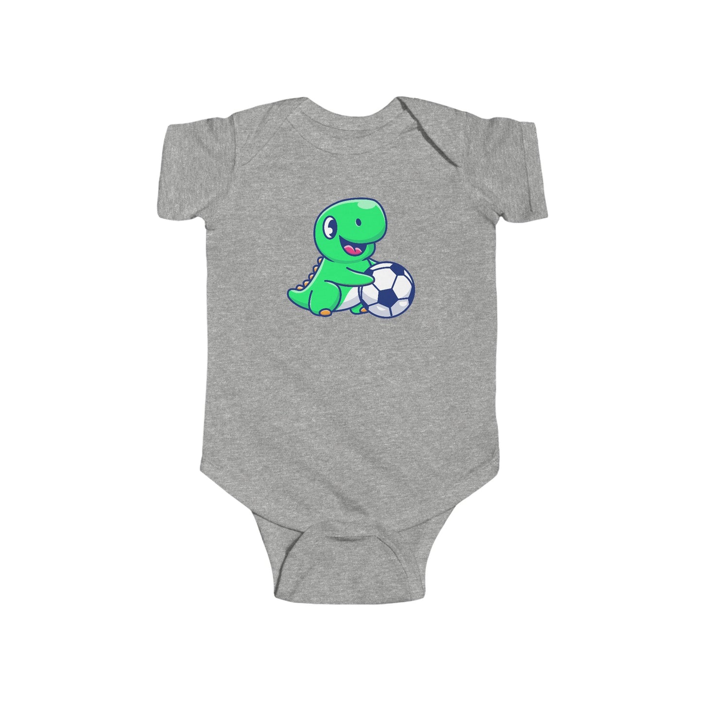 Cute Green Dinosaur Soccer Baby Onesie, Dino with Soccer Ball Infant Bodysuit, Baby Sports Outfit Gift, Football lover Mom and Dad