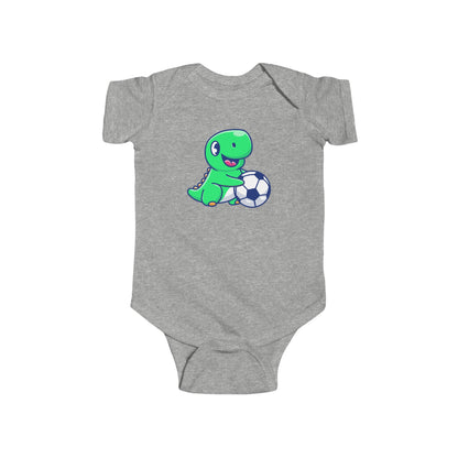 Cute Green Dinosaur Soccer Baby Onesie, Dino with Soccer Ball Infant Bodysuit, Baby Sports Outfit Gift, Football lover Mom and Dad