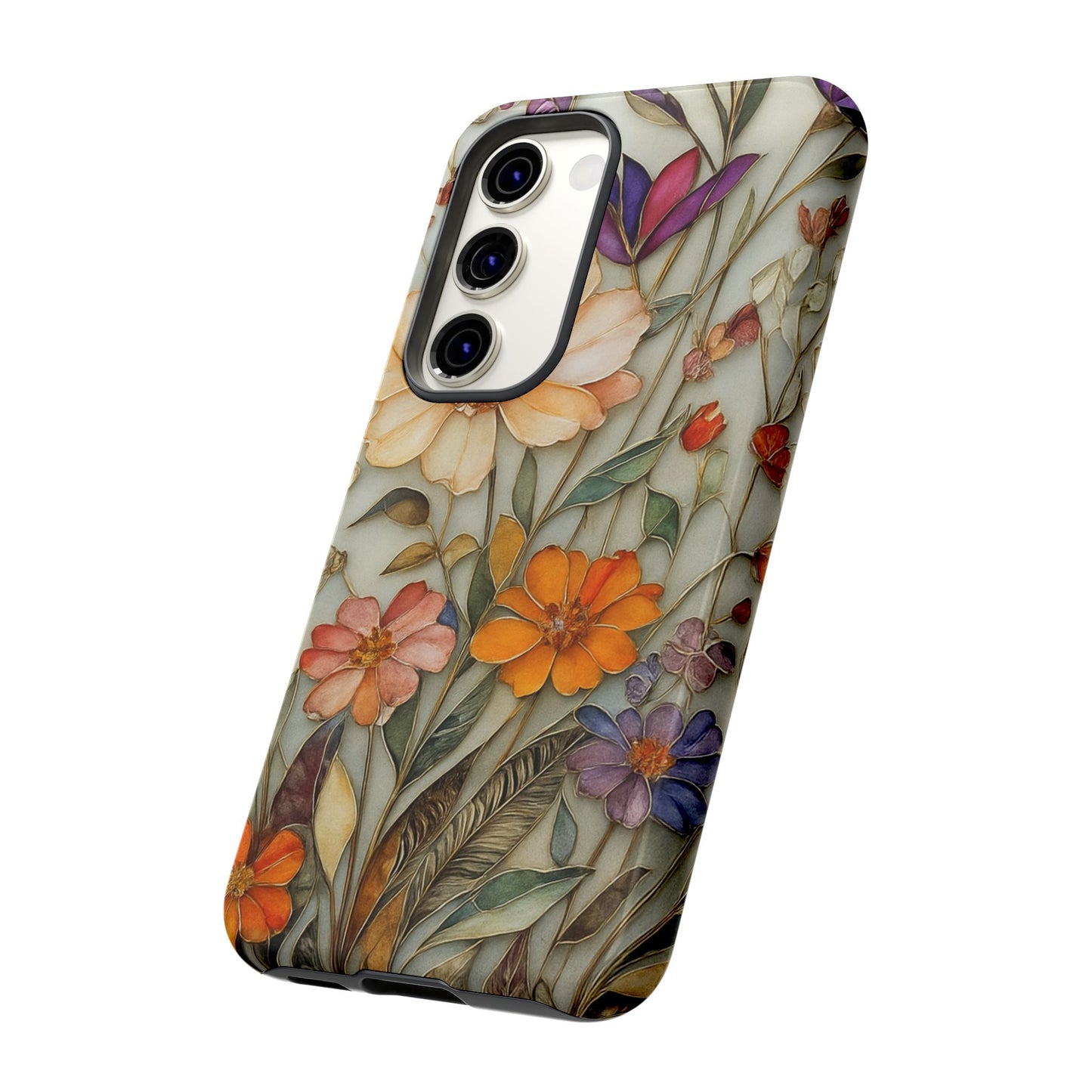 Phone case For iPhone & Samsung, Wildflower Mosaic MagSafe iPhone Case: Botanical Floral Design iPhone