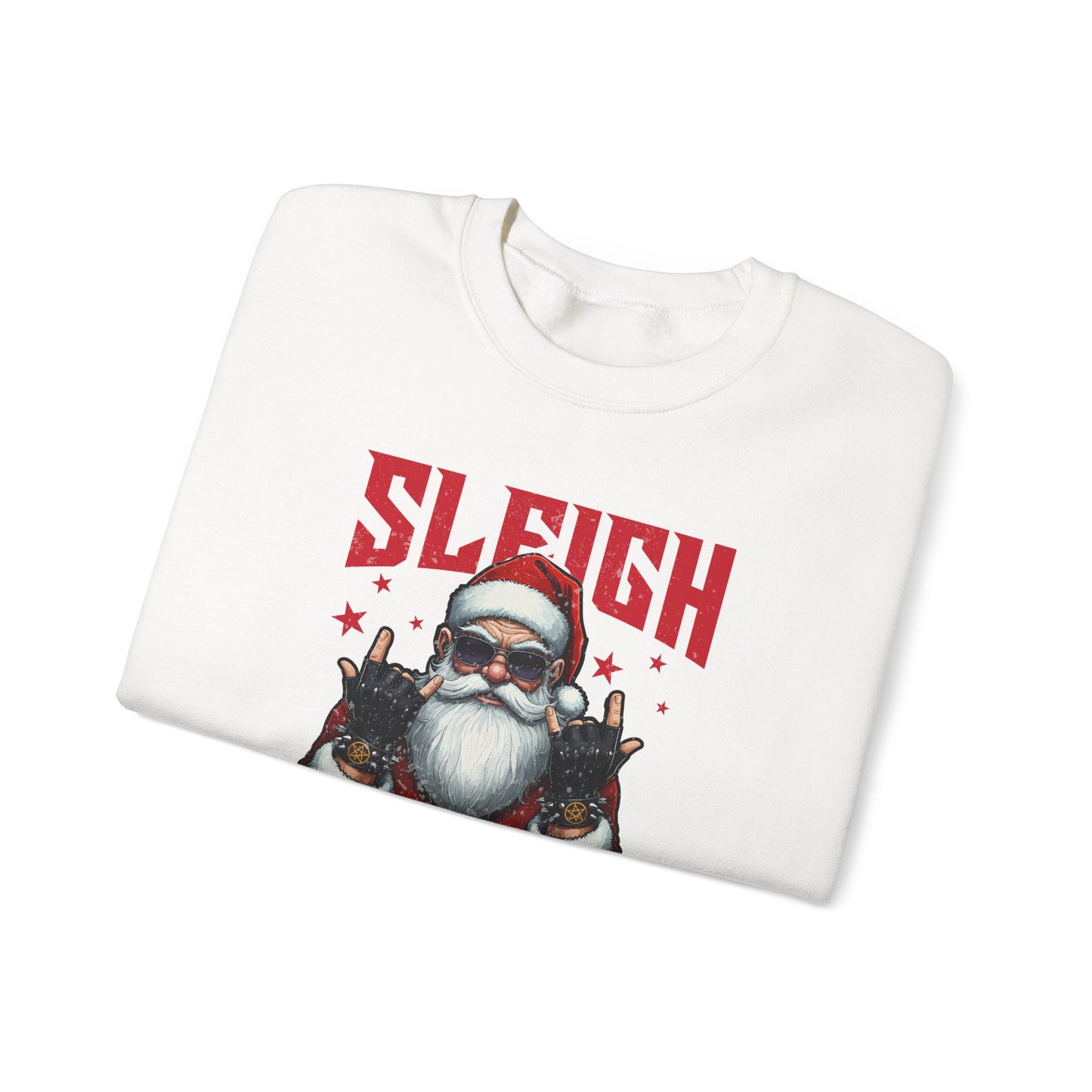 Funny Santa Sleigh All Day Sweatshirt | Rocker Santa Christmas Sweater | Funny Holiday Sweatshirt | Cozy Unisex Christmas Gift