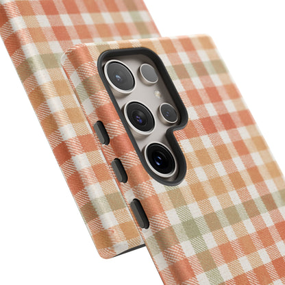 Boho Checkered Phone Case | Neutral Aesthetic Plaid Case | Retro Minimalist Check Design | iPhone Cover | Samsung Cover