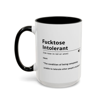 Fucktose Intolerant Definition Mug, Funny Accent Coffee Mug 11oz 15oz, Sarcastic Adult Humor Mug, Gag Gift for Friends