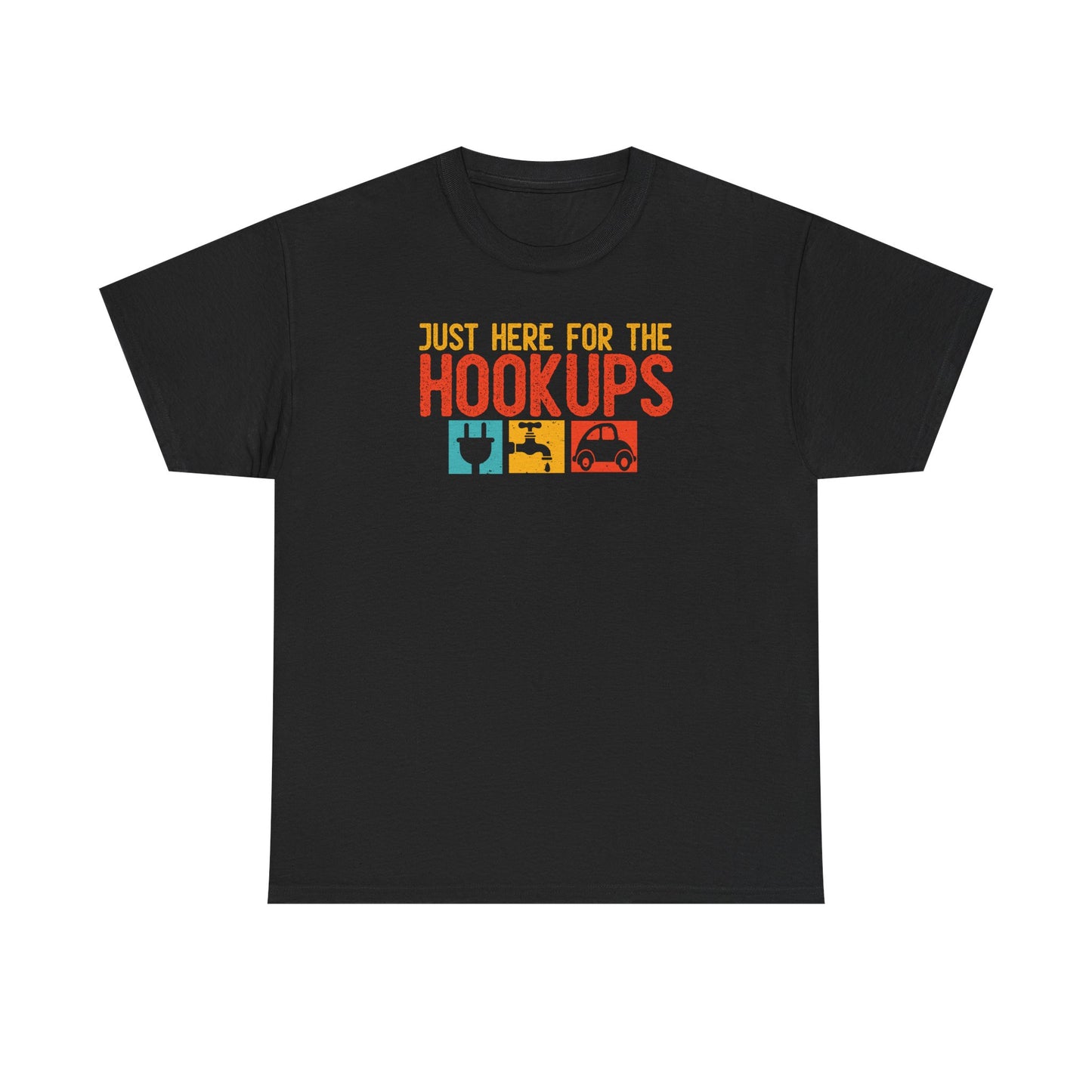 Just Here For The Hookups Shirt, Camping Fishing T-Shirt, Funny RV Camper Tee, Outdoors Graphic Tee, Campfire Gift for Men Women