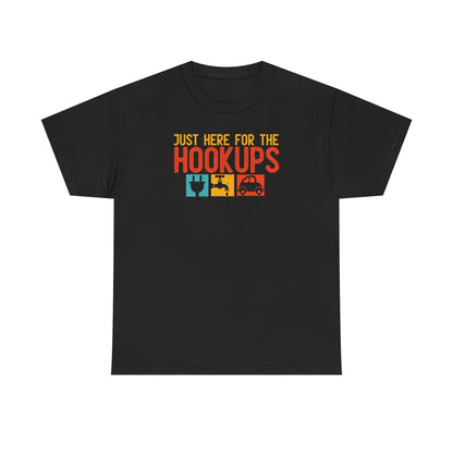 Just Here For The Hookups Shirt, Camping Fishing T-Shirt, Funny RV Camper Tee, Outdoors Graphic Tee, Campfire Gift for Men Women