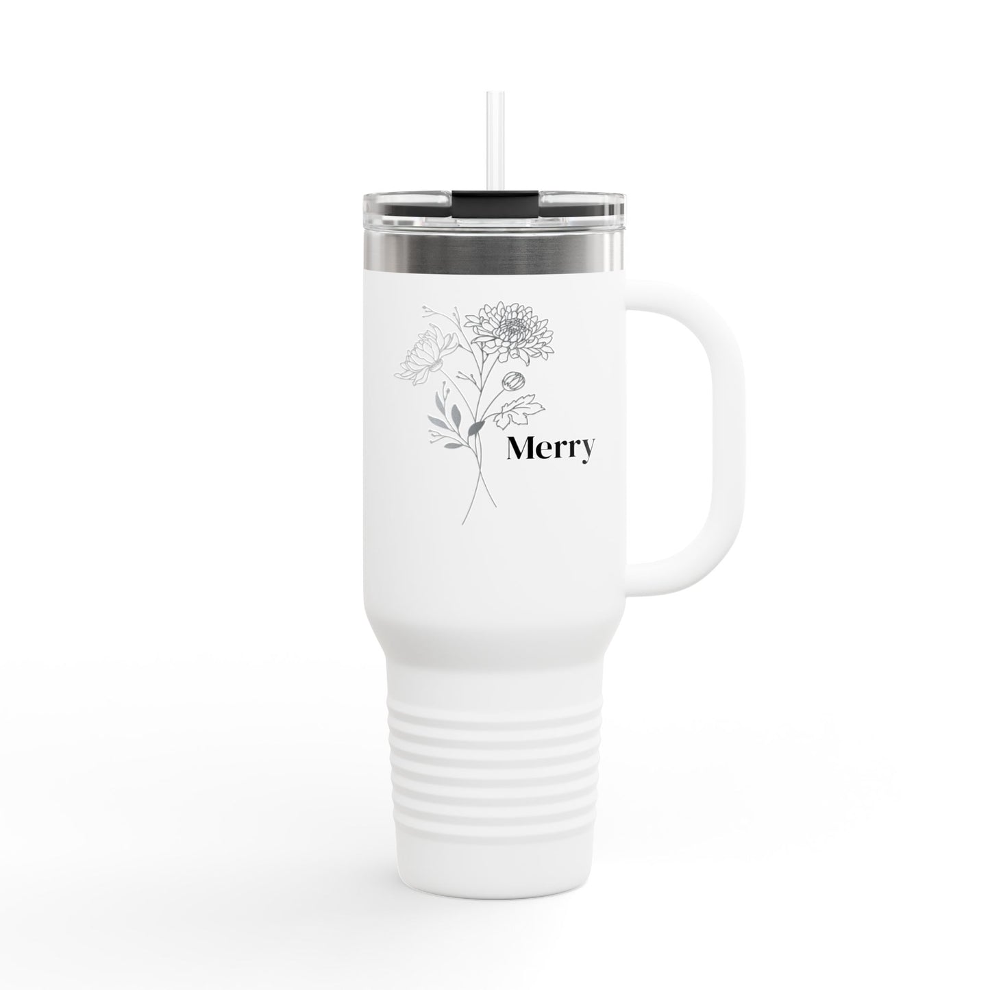 Personalized Floral Insulated Travel Mug, Coffee Tumbler, Eco-friendly Travel Mug, Holiday Gift, Tumbler for On-the-Go,  Christmas Gifts