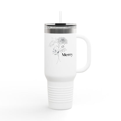 Personalized Floral Insulated Travel Mug, Coffee Tumbler, Eco-friendly Travel Mug, Holiday Gift, Tumbler for On-the-Go,  Christmas Gifts