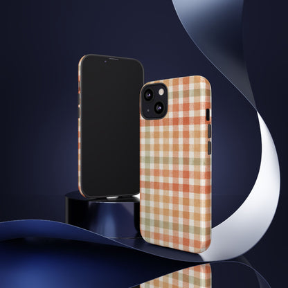Boho Checkered Phone Case | Neutral Aesthetic Plaid Case | Retro Minimalist Check Design | iPhone Cover | Samsung Cover