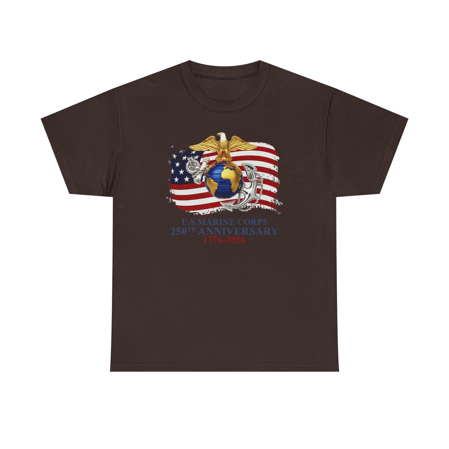 US Marine Corps 250th Anniversary T-Shirt Eagle, Globe Anchor with American Flag (1776-2026)