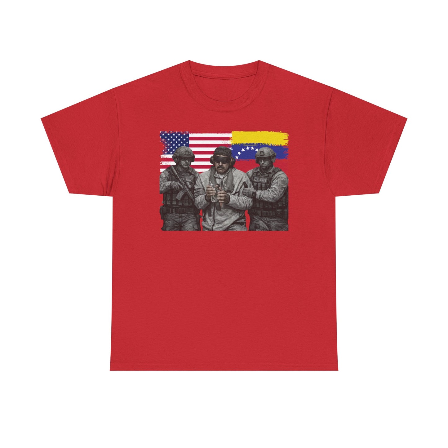 American and Venezuelan Flag Soldiers Tee, Nicolas Maduro Arrest Deportation Photo Tee T-shirt | Political Protest Graphic