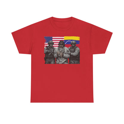 American and Venezuelan Flag Soldiers Tee, Nicolas Maduro Arrest Deportation Photo Tee T-shirt | Political Protest Graphic