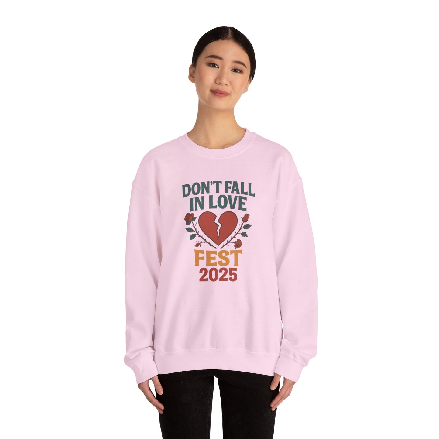 Don't Fall in Love Fest 2025 Sweatshirt, Broken Heart Floral Crewneck, Anti Love Sweater, Festival Aesthetic Pullover, Valentines Gift