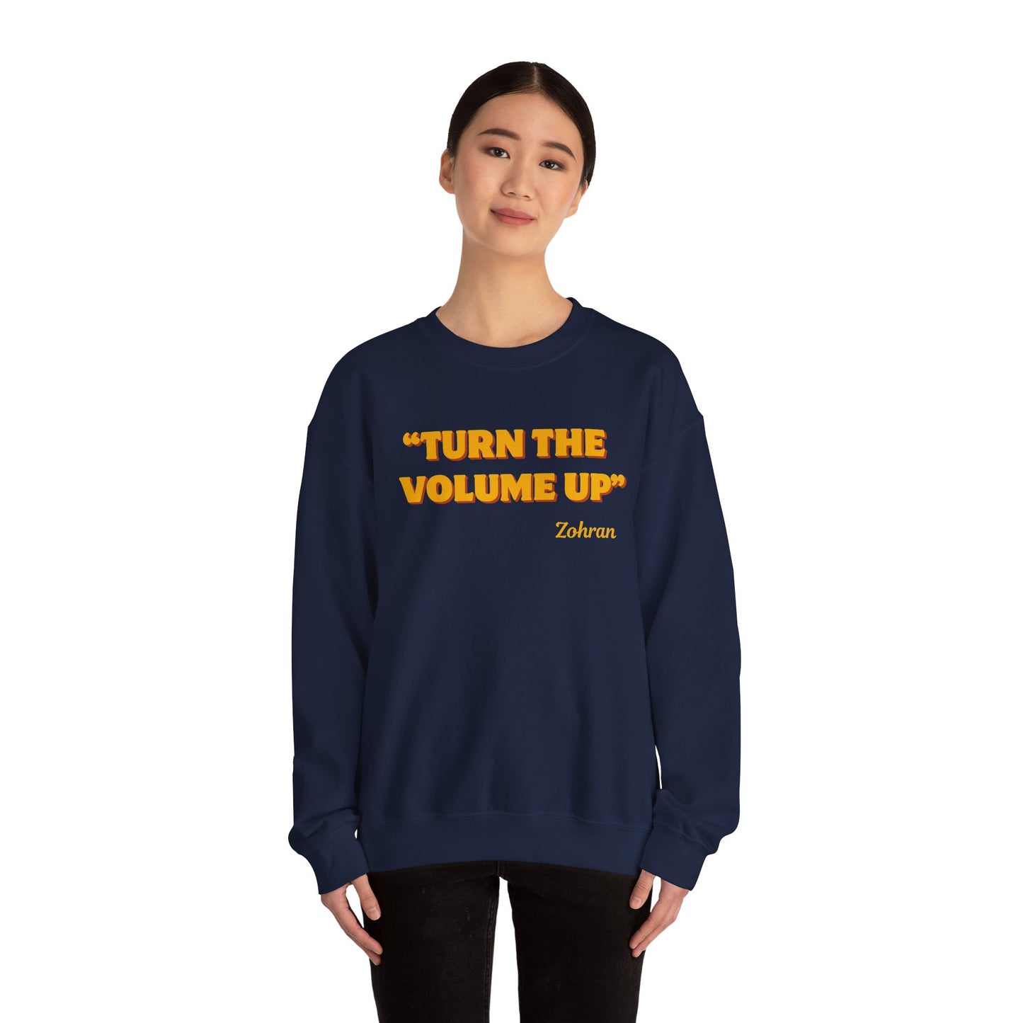 Turn the Volume Up Sweatshirt, Retro Music Quote Crewneck, Minimal Yellow Text Pullover, Cozy Gift for Musicians & Creatives