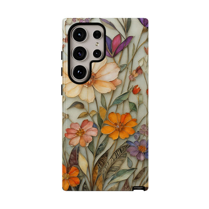 Phone case For iPhone & Samsung, Wildflower Mosaic MagSafe iPhone Case: Botanical Floral Design iPhone