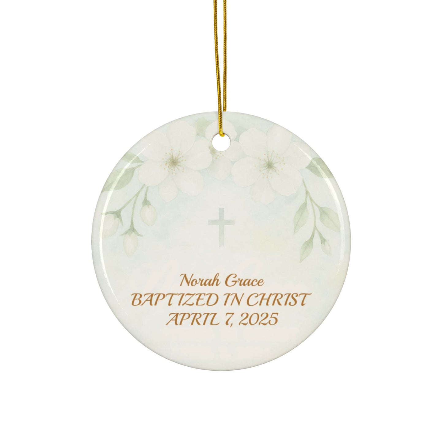Personalized Baptism Ornament for Girl and boys, Custom Ceramic Keepsake, Goddaughter Gift, Dedication Ornament, Religious Holiday Decor