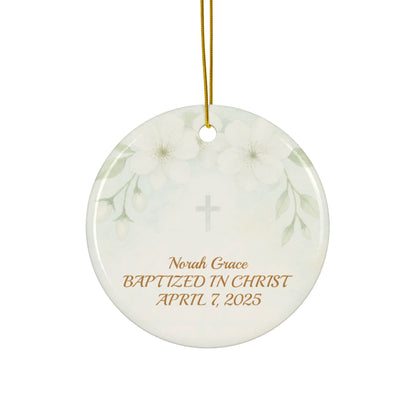 Personalized Baptism Ornament for Girl and boys, Custom Ceramic Keepsake, Goddaughter Gift, Dedication Ornament, Religious Holiday Decor