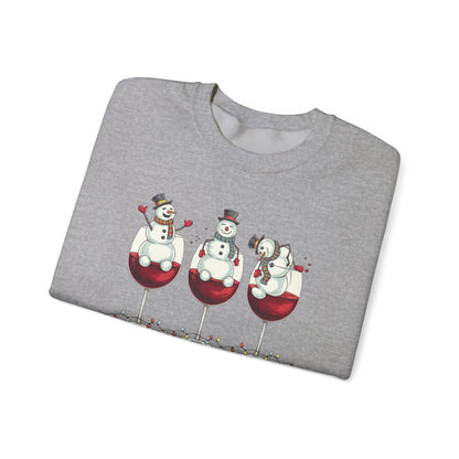 Drink Drank Drunk Christmas Sweatshirt | Funny Wine Lover Holiday Sweater | Snowman Drinking Crewneck | Christmas Gift