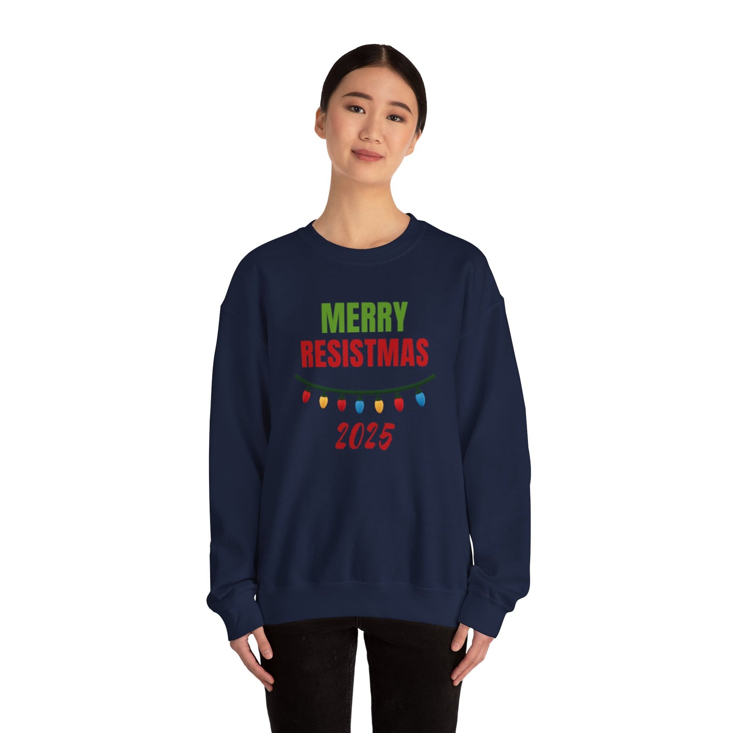 Merry Resistmas 2025 Sweatshirt, Cozy Holiday Crewneck, Unisex Sweatshirt, Christmas Gift, Festive Apparel, 2025 Celebrations