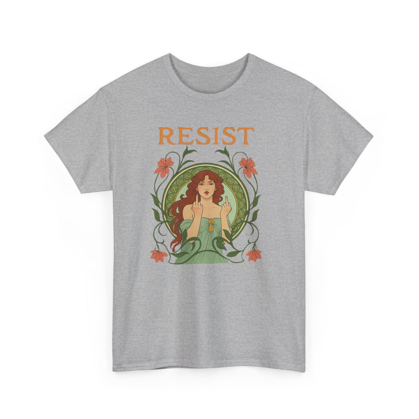 Resist Art Nouveau Woman Tee, Feminist Vintage Shirt, Botanical Activist T-Shirt, Retro Feminism Gift, Empowerment Top, Mucha Anti Trump