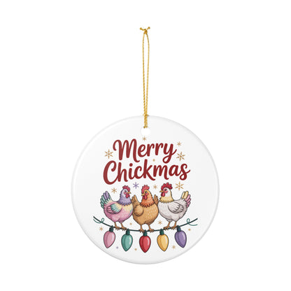 Funny  Merry Chickmas Ornament  Farmhouse Holiday Decor, Chicken Lover Gift, Hen Coop Ornament, Poultry Christmas Decoration