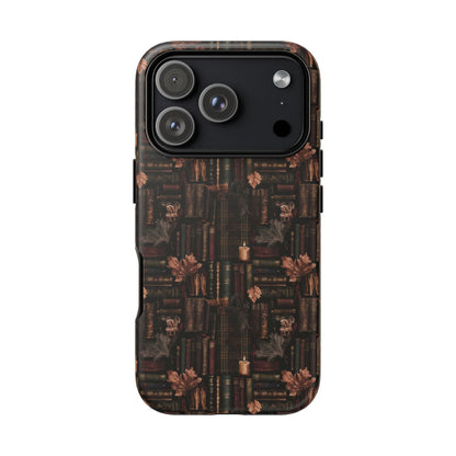 Gothic Phone Case Dark Academia Literary iPhone Samsung Cover with Books & Flowers, Phone case