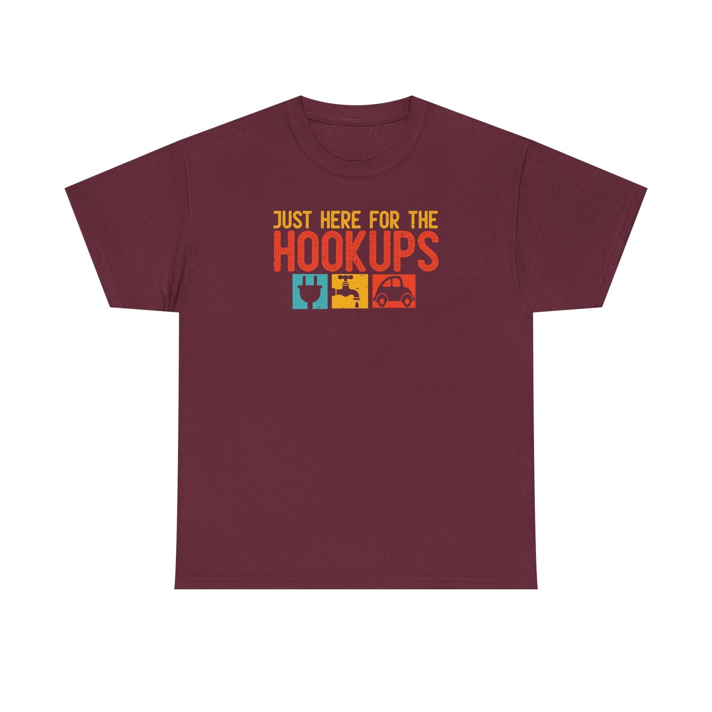 Just Here For The Hookups Shirt, Camping Fishing T-Shirt, Funny RV Camper Tee, Outdoors Graphic Tee, Campfire Gift for Men Women